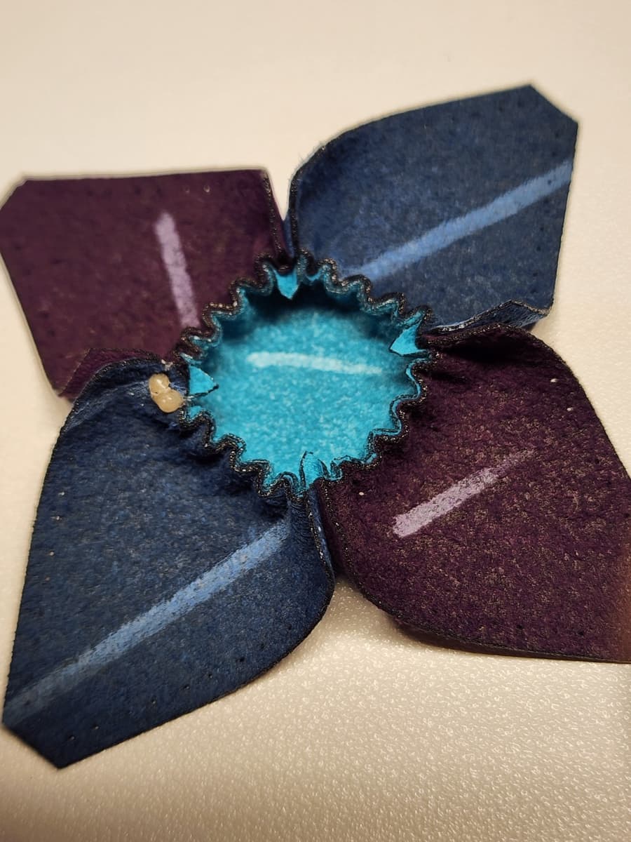 The inside of that same first panel, showing the gathered seam from within the bag