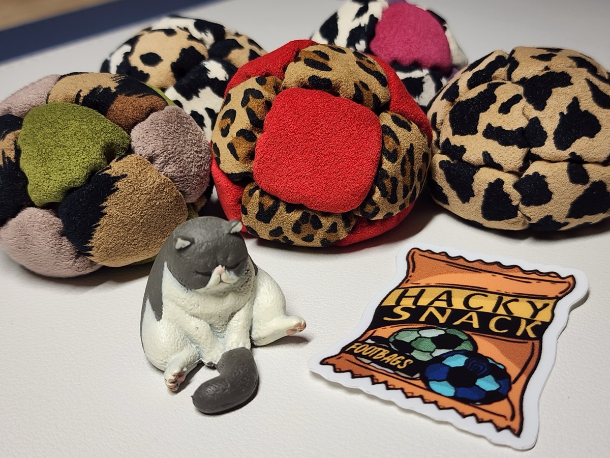 Freestyle footbag stitched by Hacky Snack Footbag
