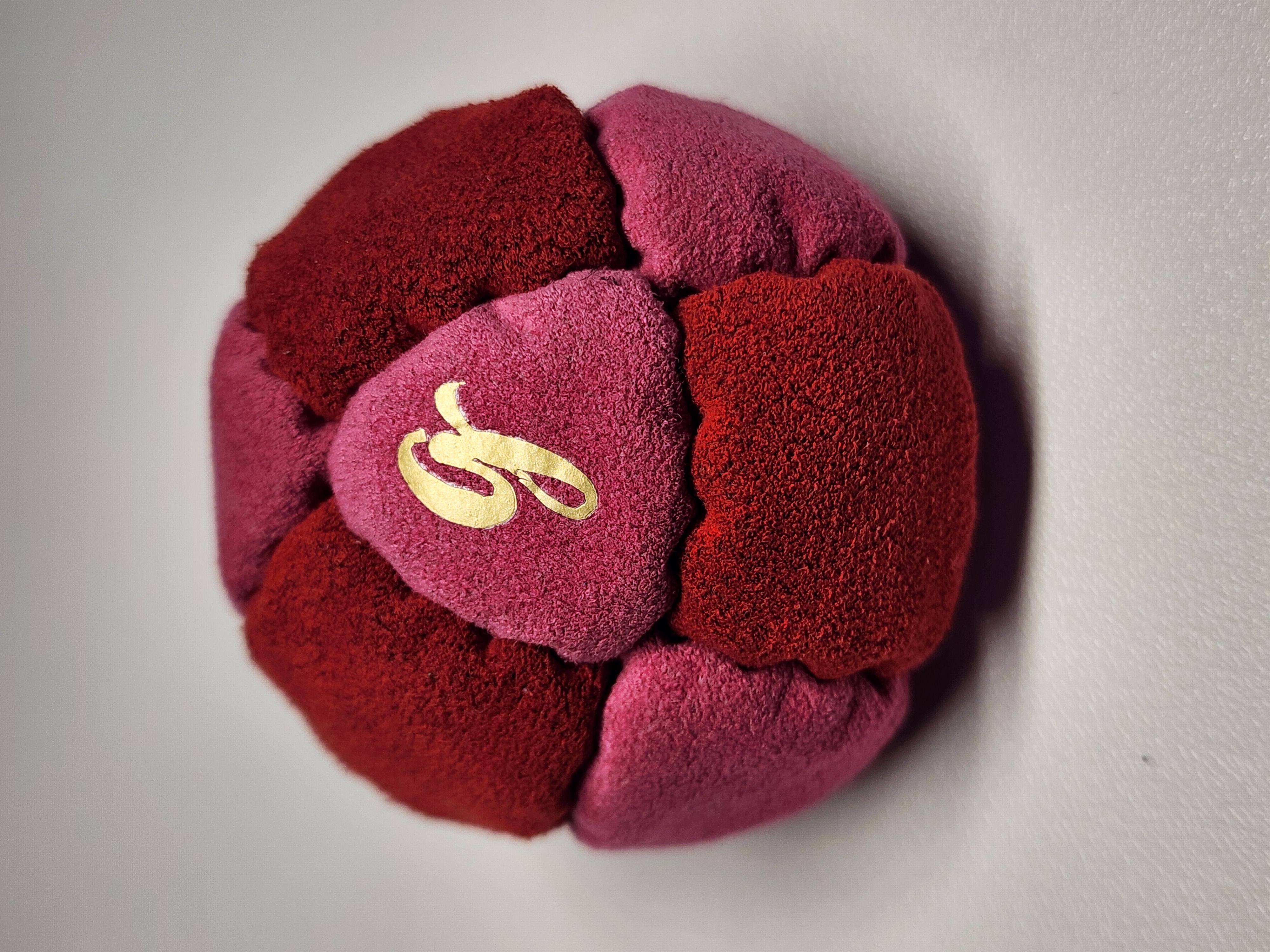14-Panel Freestyle Footbag by G (#2) — Stitched by freestyle player G. 14-panel footbag (2 inch, 65g) made with Ultrasuede LT and LX panels and stainless steel fill — the best materials for freestyle. Built to hold up to real play, not fall apart after a week.